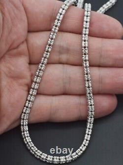 925 Sterling Silver Bead Ice Chain Necklace Made In Italy 5mm 16'' -24'
