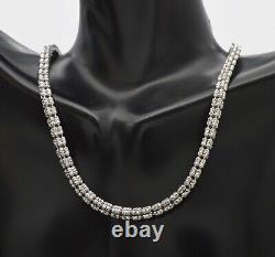 925 Sterling Silver Bead Ice Chain Necklace Made In Italy 5mm 16'' -24'