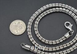 925 Sterling Silver Bead Ice Chain Necklace Made In Italy 5mm 16'' -24'
