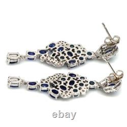 925 Sterling Silver Blue Sapphire & White Zircon Made in Thailand Earrings 925 Sterling Silver Blue Sapphire & White Zircon Made in Thailand Earrings