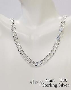 925 Sterling Silver CURB Solid Men's Chain Necklace Or Bracelet, Italy Made