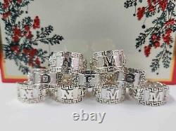 925 Sterling Silver Chino Link ID Initial Ring with Greek Border Made To Order