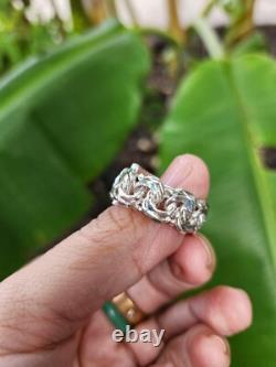 925 Sterling Silver Chino Link ID Initial Ring with Greek Border Made To Order