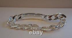 925 Sterling Silver Cuban Link ID Gentleman's Bracelet/ 9'' Long /made In Italy