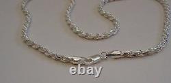 925 Sterling Silver Designer Rope Chain /18 Inch Long/ 3.5mm Thick /italian Made