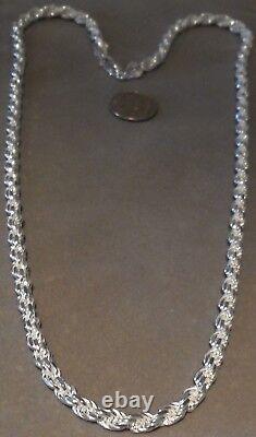 925 Sterling Silver Diamond Cut Rope Chain Necklace 100 Gauge 5 mm Made in Italy