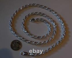 925 Sterling Silver Diamond Cut Rope Chain Necklace 100 Gauge 5 mm Made in Italy