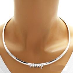 925 Sterling Silver Domed Omega Necklace 6 mm 16/18/20 Made in Italy