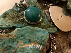 925 Sterling Silver & Eilat Stone Necklace Made in USA Pendant