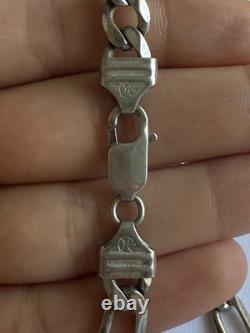 925 Sterling Silver Figaro Chain Necklace Diamond Cut 24 Made in Italy