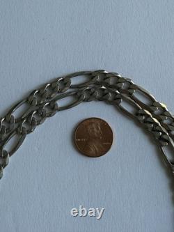 925 Sterling Silver Figaro Chain Necklace Diamond Cut 24 Made in Italy