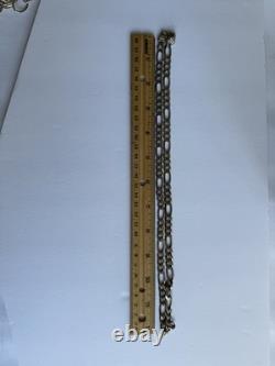 925 Sterling Silver Figaro Chain Necklace Diamond Cut 24 Made in Italy