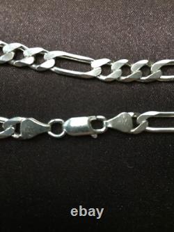 925 Sterling Silver Figaro Chain Necklace Made in Italy