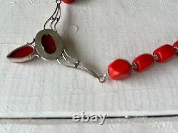 925 Sterling Silver Genuine Red Coral Beaded Necklace 20 Custom-Made