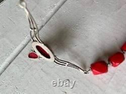 925 Sterling Silver Genuine Red Coral Beaded Necklace 20 Custom-Made