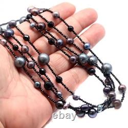 925 Sterling Silver Gray Baroque Pearl & Black Spinel Made in Thailand Necklace