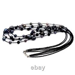 925 Sterling Silver Gray Baroque Pearl & Black Spinel Made in Thailand Necklace