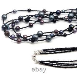 925 Sterling Silver Gray Baroque Pearl & Black Spinel Made in Thailand Necklace