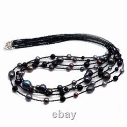 925 Sterling Silver Gray Baroque Pearl & Black Spinel Made in Thailand Necklace