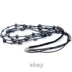 925 Sterling Silver Gray Baroque Pearl & Black Spinel Made in Thailand Necklace