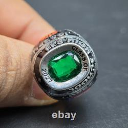 925 Sterling Silver Green Cushion Ring Personalized Collage Graduation Gifts