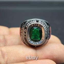 925 Sterling Silver Green Cushion Ring Personalized Collage Graduation Gifts