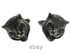 925 Sterling Silver Gucci Tiger Cuff Links Original Box Made in Italy