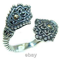 925 Sterling Silver Handcrafted Ring, Bali Made, Two-Tone, Size 8.25