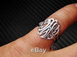 925 Sterling Silver Initials Personalized Monogram Ring Custom Made Jewelry
