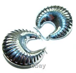 925 Sterling Silver Italy Made Abstract Earrings Highly Polished 1.25 Mode