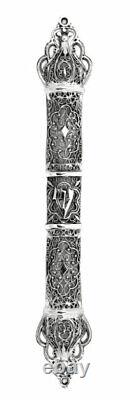 925 Sterling Silver LARGE Filigree Mezuzah Case Hand Made in Israel Judaica
