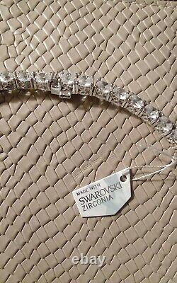 925 Sterling Silver Made with Swarovski Zirconia Tennis Necklace 18 NEW