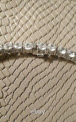 925 Sterling Silver Made with Swarovski Zirconia Tennis Necklace 18 NEW