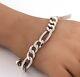 925 Sterling Silver Men's Figaro Link Chain Bracelet made in Italy
