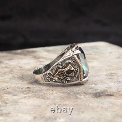 925 Sterling Silver Mens Ring, MysticTopaz GemStone Handmade Men Silver Ring
