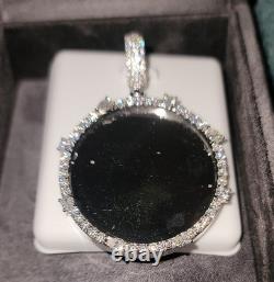 925 Sterling Silver Moissanite Picture Frame Pendant Custom Made 4 Carats