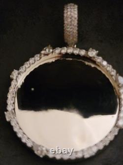 925 Sterling Silver Moissanite Picture Frame Pendant Custom Made 4 Carats
