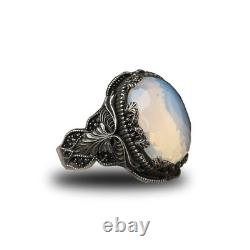 925 Sterling Silver Moonstone Ring, Men Moonstone Ring, Gemstone Men Ring