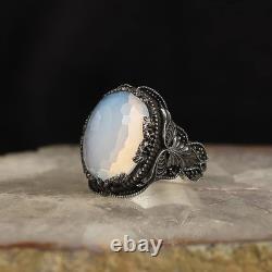 925 Sterling Silver Moonstone Ring, Men Moonstone Ring, Gemstone Men Ring