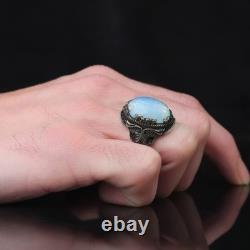 925 Sterling Silver Moonstone Ring, Men Moonstone Ring, Gemstone Men Ring