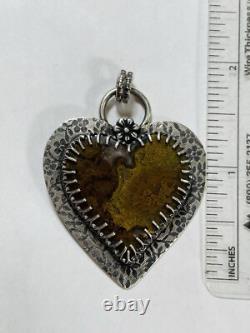 925 Sterling Silver Moss Agate Heart Pendant Green Moss Agate ARTISAN MADE