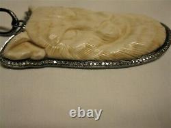 925 Sterling Silver Natural Diamond Large Carved Panther Pendant Custom Made