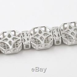925 Sterling Silver Octagon Lab Made Iced Out Mens Bracelet