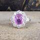 925 Sterling Silver Oval Lab Created Pink Sapphire & CZ Wedding Ring