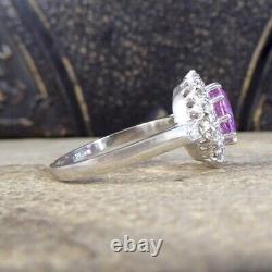 925 Sterling Silver Oval Lab Created Pink Sapphire & CZ Wedding Ring