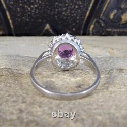 925 Sterling Silver Oval Lab Created Pink Sapphire & CZ Wedding Ring