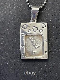 925 Sterling Silver Photo Frame Pendant and Chain-Made in Italy