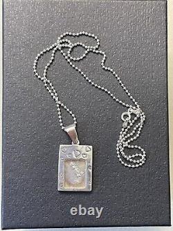 925 Sterling Silver Photo Frame Pendant and Chain-Made in Italy