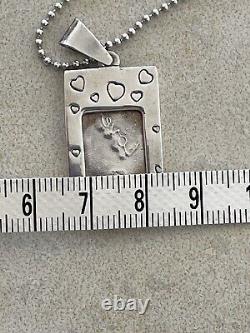 925 Sterling Silver Photo Frame Pendant and Chain-Made in Italy