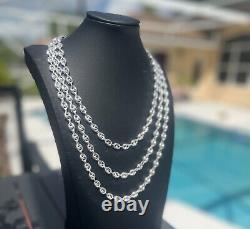 925 Sterling Silver Puffed Mariner Link Chain Necklace made in Italy
